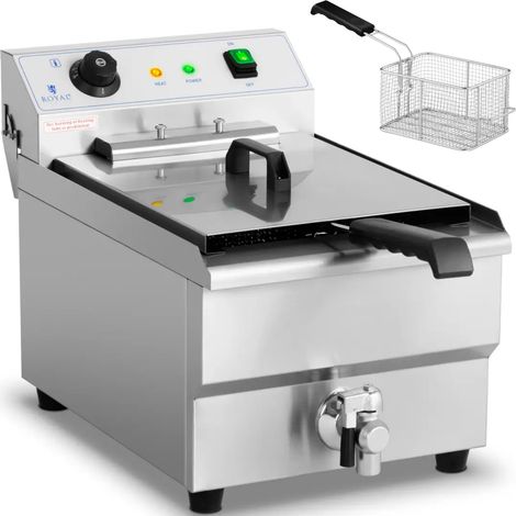Freidora eléctrica regulable con grifo de vaciado 400 V 6000 W 16 l