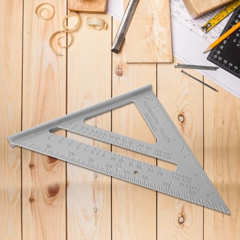 7-Zoll-Dreiecklineal aus Aluminiumlegierung, Holzbearbeitungs-Messwerkzeug (45/90 Grad) (1/5)