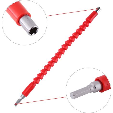 Embout flexible 1/4" Hex avec porte-embout de tournevis, rallonge articulée rouge, lien de connexion pour vissage (1/5)