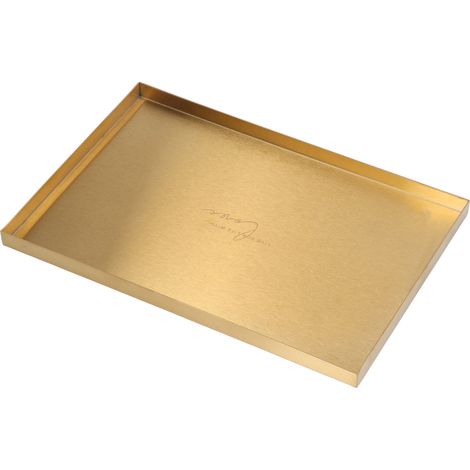 Modernes rechteckiges Aufbewahrungstablett aus goldplattiertem Metall, Kosmetik- und Schmuckpräsentationstablett aus Edelstahl (1/5)