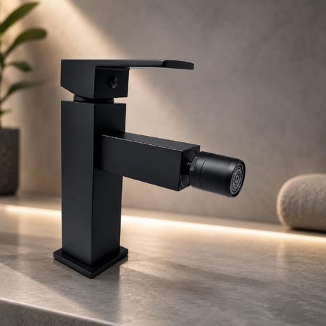 Mitigeur Robinet Lavabo Bidet Salle de Bain Robinetterie en Laiton Noir + Bonde Florence 87208 (1/5)