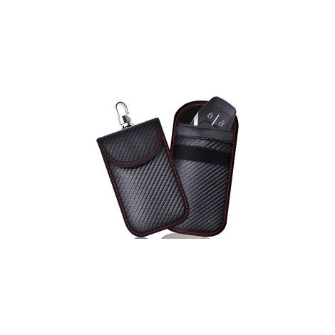 CSPARKV Lot de 2 Etui Anti RFID Clé Voiture Signal Blocage Faraday Pochette Sac, Pochettes Blocage Signal RFID pour Clé Voiture, Étui de Protection Anti RFID en Fibre de Carbone (rouge) (1/5)