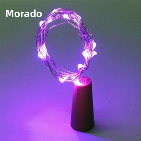 Guirlande lumineuse LED en forme de bouteille (violette), guirlande lumineuse de Noël de 2 mètres, lampe féérique en cuivre. (1/5)