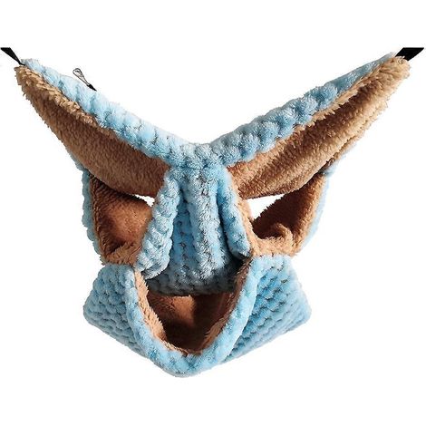 Hängematte für Kleintiere, dreistöckiger Frettchenkäfig, Gleithörnchen, warme und flauschige Hängematte, blauer Hamsterversteck (1/5)