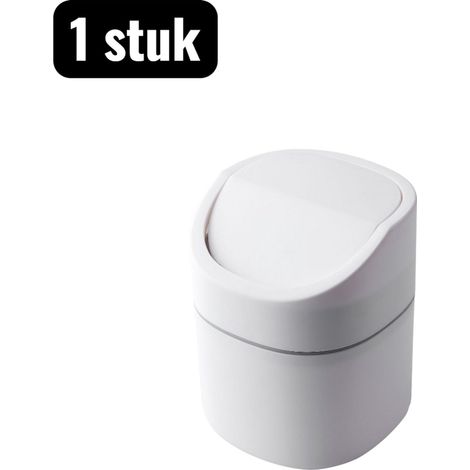 1 corbeille à papier blanche avec couvercle à pression compacte pour bureau mini poubelle de table pour papier et petits déchets adaptée au bureau chambre salle de bain et espace de travail (1/3)