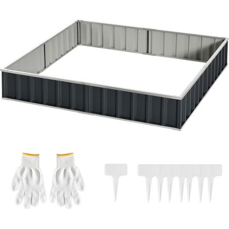 Jardinière surélevée en métal sans fond, grande jardinière en acier à monter soi-même avec gants (1/3)