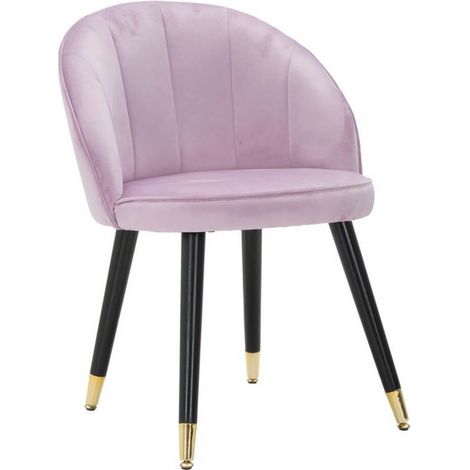 Sedia "Loty" in velluto color rosa e gambe in metallo color nero e oro per interni -Singola (1/5)