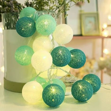 Guirlande lumineuse LED 3M20 à pompons de coton pour rideaux, chambre, Noël, anniversaire, Halloween (fonctionne sur piles) (1/5)
