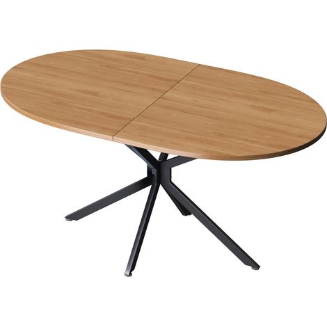 Ovale Esstisch für 4 bis 6 Personen aus MDF mit Kreuzförmige Beine, Modernes Design - 120×80×75,5 cm, Naturholz (1/5)
