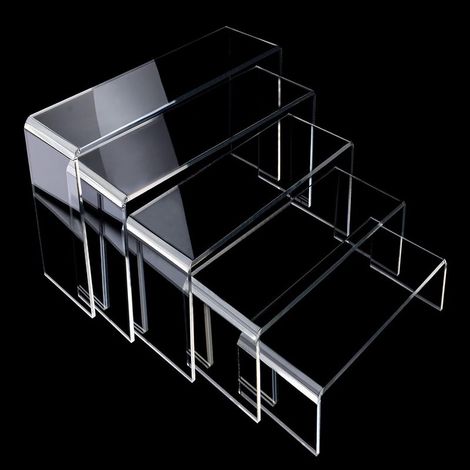 Présentoir acrylique transparent 5 niveaux – Supports pour figurines, bijoux, cupcakes – Design élégant et peu encombrant – H12 à H4 cm (1/5)