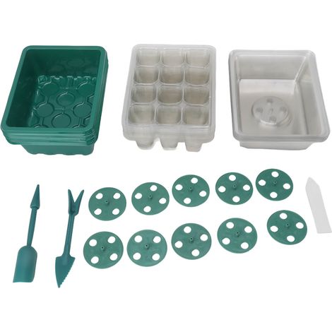 Bac à graines plateau de semis en plastique avec couvercle transparent pour jardinage horticulture 12 alvéoles (1/5)