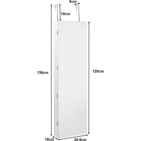 COSTWAY LED Iluminación Armario con Espejo para Joyas Espejo Joyero Montado en Pared Blanco
