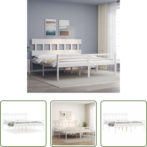 vidaXL Lits en bois -  Lit pour personne âgée sans matelas blanc 200x200cm bois massif (1/5)