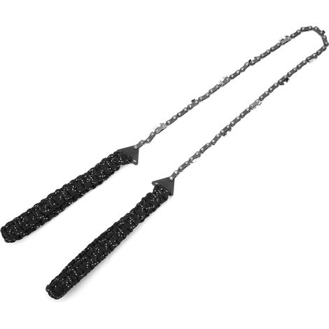 Scie de survie compacte 11 dents acier inox, manche tressé réfléchissant avec corde parachute pour randonnée