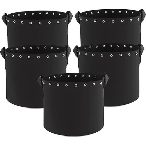 Kits de culture pour plantes, sacs de 5 pots perforés en tissu non tissé aéré avec poignées - Capacité de charge renforcée (1/5)