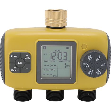 Minuteur d'arrosage intelligent à 3 sorties avec contrôleur de vannes d'irrigation pour jardin, pelouse et serre (1/5)