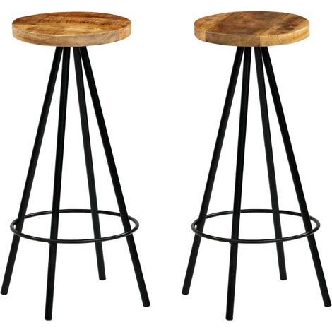 Tabouret de bar manguier massif clair Ive - Lot de 2 (1/5)