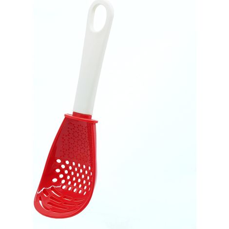 Utensile da cucina multifunzionale 6 in 1, resistente al calore, separatore di uova, per cucinare, scolare, schiacciare, grattugiare, cucchiaio da cucina, rosso, 1 pezzo