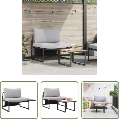 Gartenstuhl - Gartensofa-set 2 pcs Hellgrau Stahl (1/5)