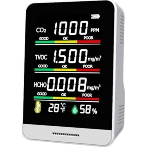 Detector de CO2, herramienta de detección de temperatura y humedad, oficina inteligente, interior, exterior, alta precisión, detección rápida, herramienta de detección versátil (1/4)