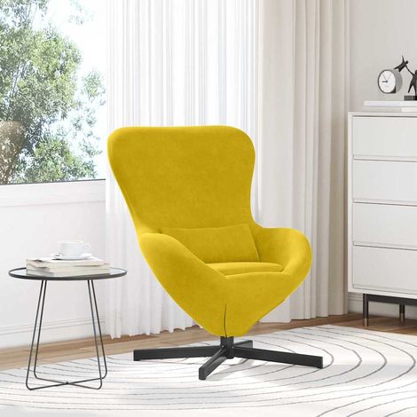 Sillón huevo Amarillo 63 x 73 x 90 cm Terciopelo vidaXL