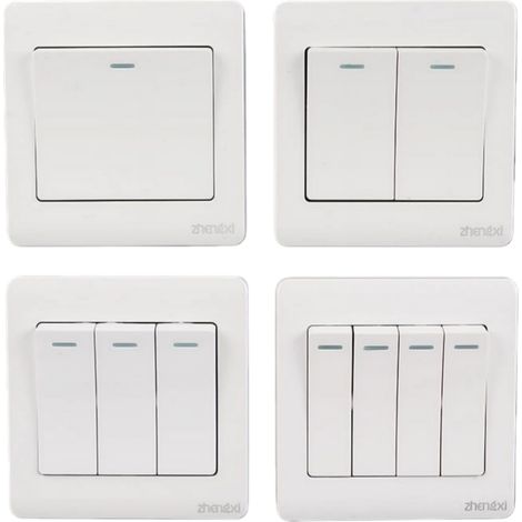 Interrupteur Murale 1 2 3 4 Voies 16 A 250 V Type 86 Blanc - Pour Eclairage et Appareils Electriques - Lot de 1 (1/4)
