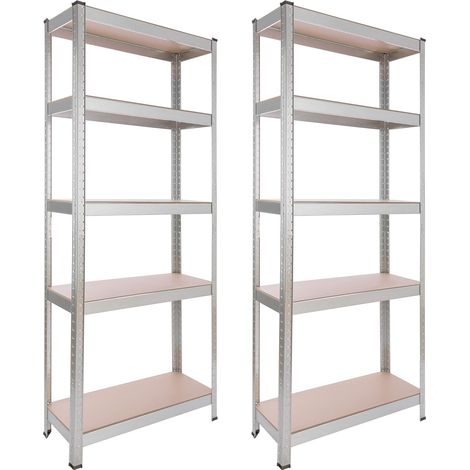 Arebos – Étagère de stockage 2x 350kg – 5 niveaux réglables – Acier galvanisé – Dimensions 180 x 75 x 30 cm – Montage sans outils