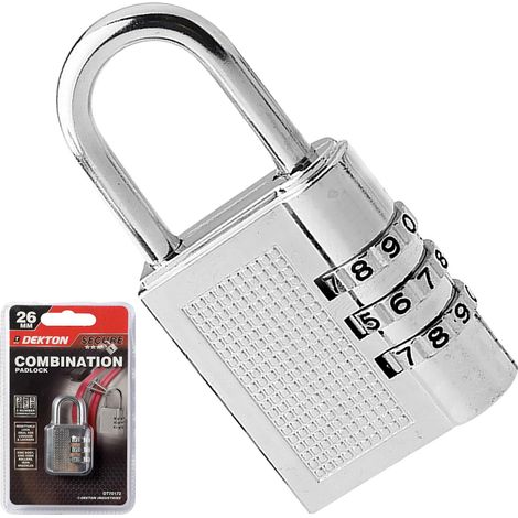 Dekton 3 Digit Combination Security Padlock Safe Luggage School Gym Locker Lock (1/5)