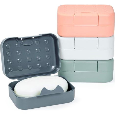 ZHIJIA PREMIUM Lot de 4 porte‑savon étanches étui portable couvercle maison salle de bain voyage camping articles toilette format voyage (1/5)