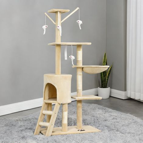 Arbre à chat beige en aglomerado de Madera 60 x 35 x 134 cm (1/5)