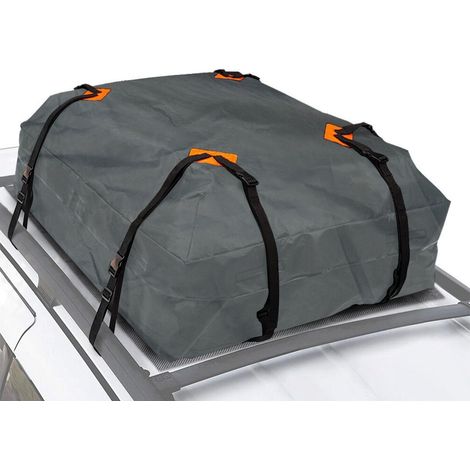 Sac de toit universel pour voiture, sac de rangement cubique en tissu épais 600D imperméable gris, idéal pour les voyages et le camping.