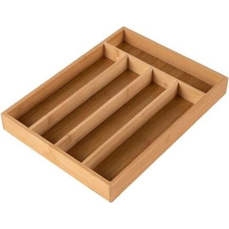 Organisateur de tiroir de cuisine en bambou - rangement pour couverts - plateaux et rangements pour couverts, convient aux cuisines et aux décorations de Noël. (1/5)
