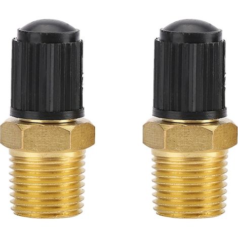 Lot de 2 vannes de remplissage pour compresseur d'air, raccords 1/4 NPT et MPT, 1,3 x 3 cm, or et noir, accessoire (1/5)