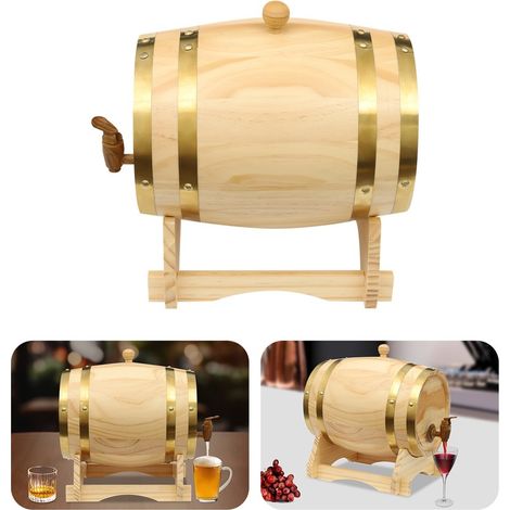 5-Liter-Weinfass aus Holz mit Halterung Holzfass für Whisky, Wein oder Branntwein (1/5)