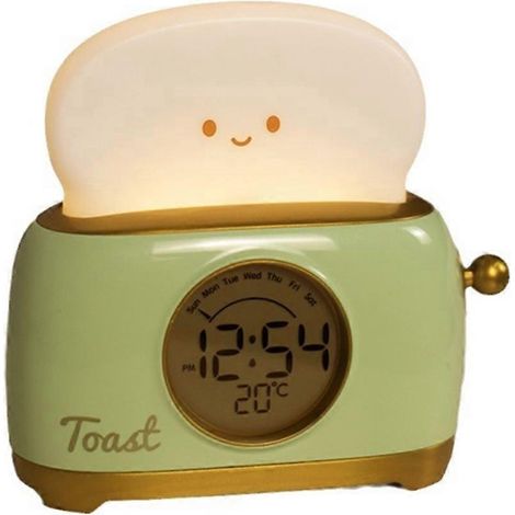 Réveil pour enfants avec éclairage LED, affichage numérique de la température, vert rétro (1/5)