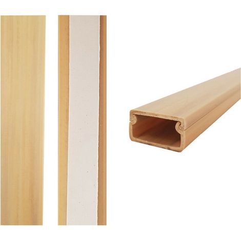 Moulure électrique adhésive 2m 19x11mm en bois clair – Installation facile pour cacher câbles – Compatible avec installations électriques standard