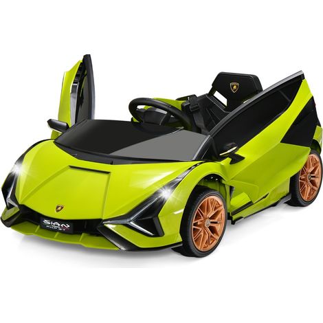 Voiture de Sport Électrique 12V pour Enfants 3-8Ans 2 Portes Papillons Effets Sonores et Lumineux 108x64x41cm Vert CW9397 Maison Chic (1/2)