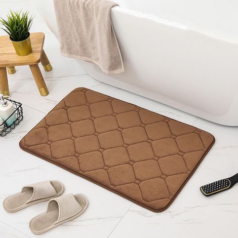 Tapis De Bain - Mousse À Mémoire De Forme - Microfibre Velours Corail - Antidérapant - Lavable En Machine - 40x60 cm - 1 Pièce (1/5)