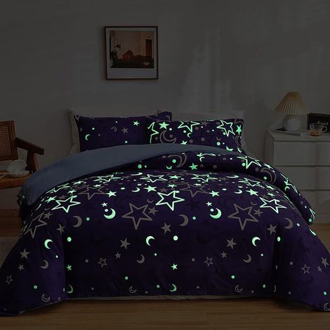 Housse de couette 200x200 cm phosphorescente avec taie d'oreiller 50x75cm (1/5)