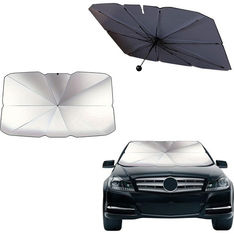 Parasol Pare-Brise Pliable pour Voitures,Pare Soleil Voiture Pare Brise Avant,Pliable Parapluie Anti-UV Et Anti-Chaleur,Protection UV pour Parasols de Voiture,Universel pour La Plupart,140 80cm (1/5)