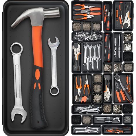 Lot de 20 boîtes caisse a outil organisateur tiroir, Grande Taille 30cm, 5 tailles, pour vis, outils, bricolage, servante d'atelier boite de caisse rangement, rangement et organisation de etabli (1/5)