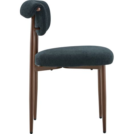 Lot de 4 chaises de salle à manger rembourrées avec dossier courbé, pieds en métal, assise large, gris (1/5)
