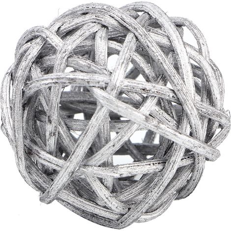20 Boules en Rotin Argenté pour Décoration Jardin Mariage Fête Noël (1/4)