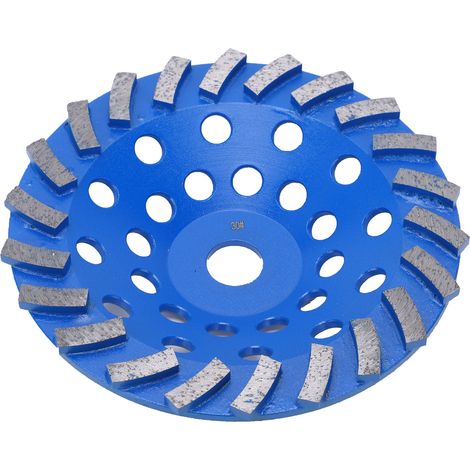Diamantschleifscheibe, Topf, 24 Zähne, blau, 180 mm, Körnung 30, zum Schleifen von Beton, Stein und Zement (1/5)