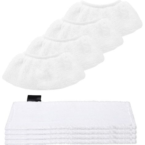 8 Bonnettes Microfibre Lingettes pour Nettoyeur Vapeur Karcher Easy Fix SC2 SC3 SC4 SC5 ，Lingettes Bonnettes Accessoire pour Karcher Vapeur (4 Chiffons pour le sol+4 Housses pour la Buse Manuelle) (1/5)