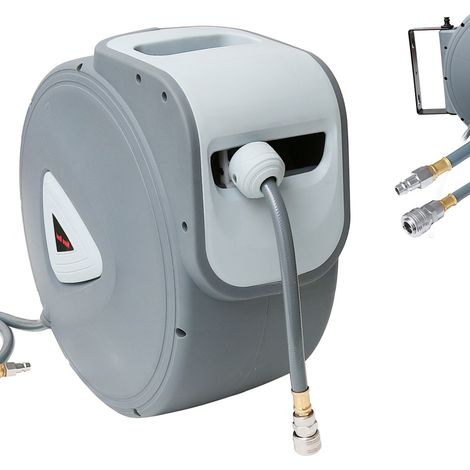 Randaco Druckluft Schlauchtrommel 30m+2m Automatischer Einzug 1/4" Anschluss 18 bar Ø15mm Automatik Schlauchaufroller Druckluftschlauch Wandhalterung