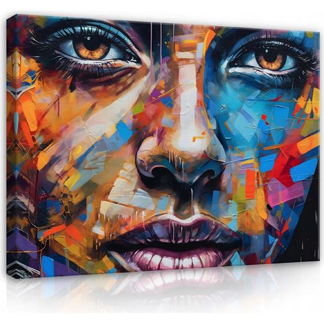 Peinture femme visage bouche art abstrait 100x70 (1/3)