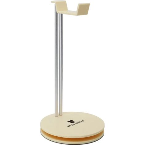 (Marron clair) Support universel pour casque audio, adapté à une utilisation sur un bureau ou une table de bureau. (1/5)