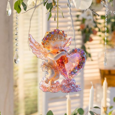 Angel - Acrylique - Décoration Suspendue Pour Arbre De Noël Cheminée Rétroviseur Automobile - 7,2 x 8 cm - 1 Pièce (1/4)