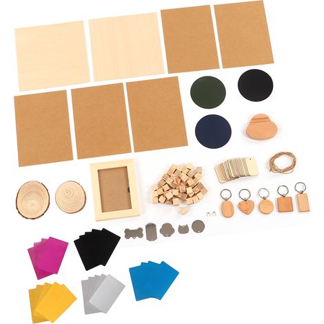 Kit de matériaux laser (11 types) : acier inoxydable, pin, bois, gravure laser CNC pour le travail du bois.